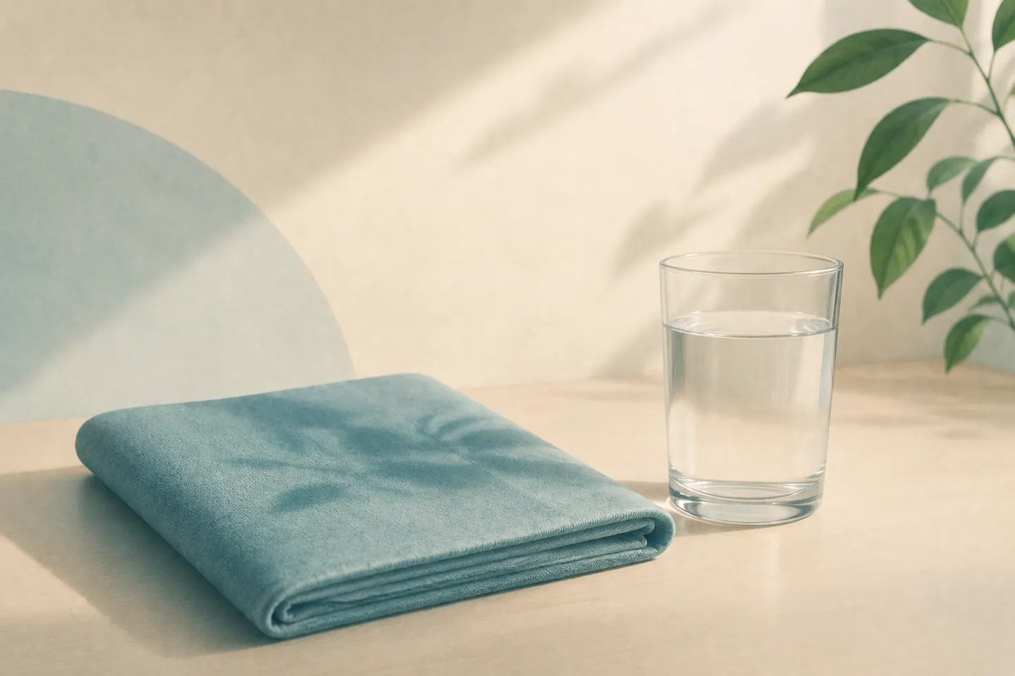 たたんだ布と水のある穏やかな静物 — 排尿恐怖症の予備手段としてのカテーテル